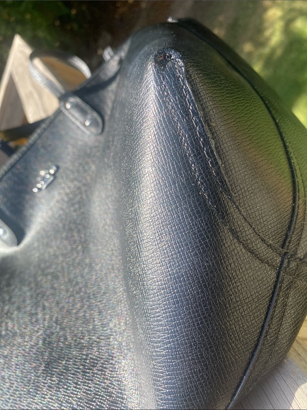 Coach Navy Floral Tote reversible, with Black Trim and Matching Pouch - Picture 12 of 12